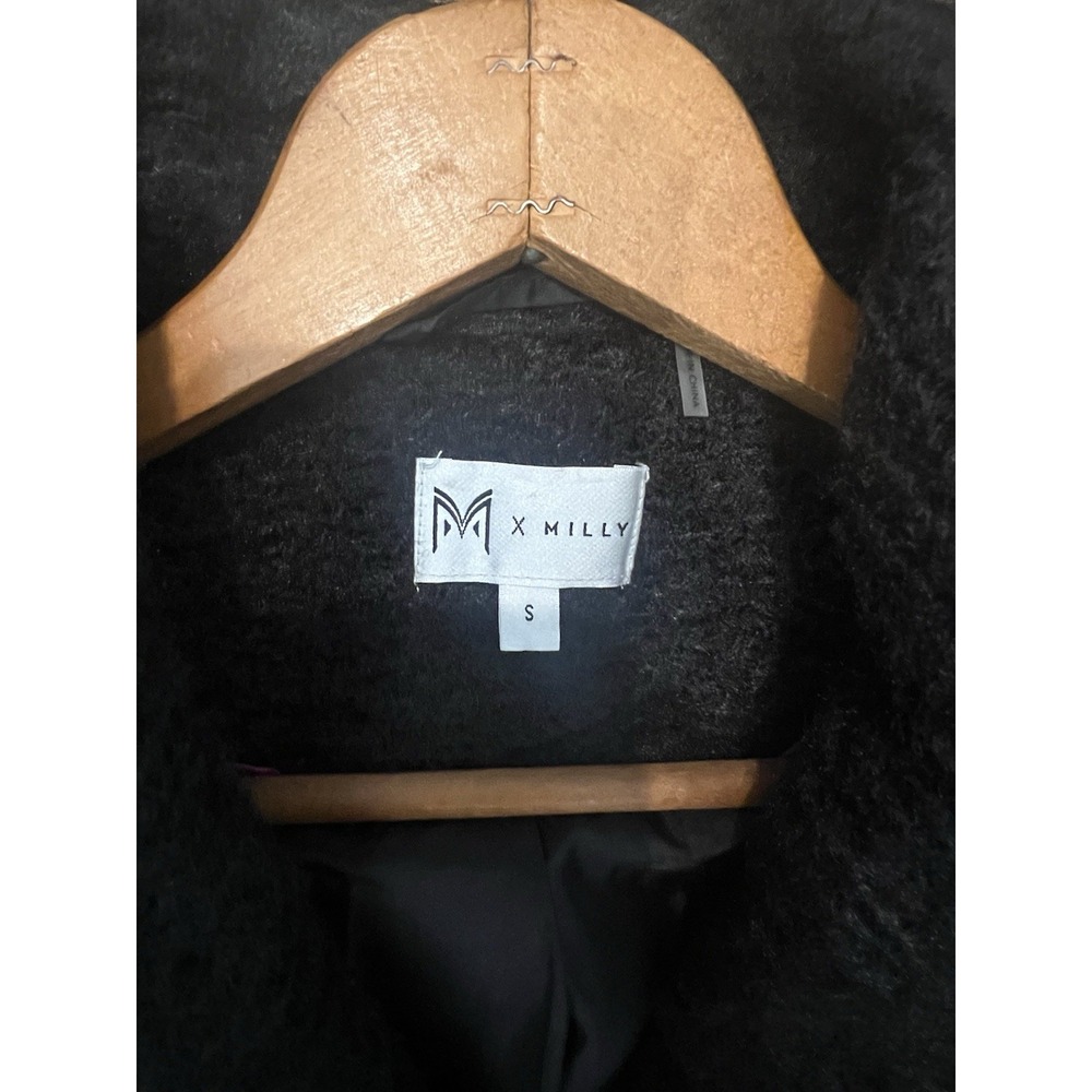 NWT M x Milly Black Boucle Coat Rhinestone Buttons Double Breasted M09184 S - Picture 7 of 10